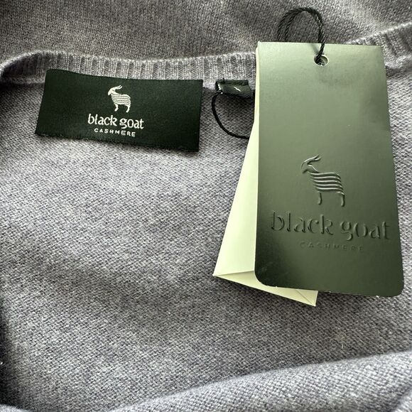 NWT Black goat Cashmere Dress Lilac Gathered Waist Knee Length Sweater Dress L - Picture 3 of 13